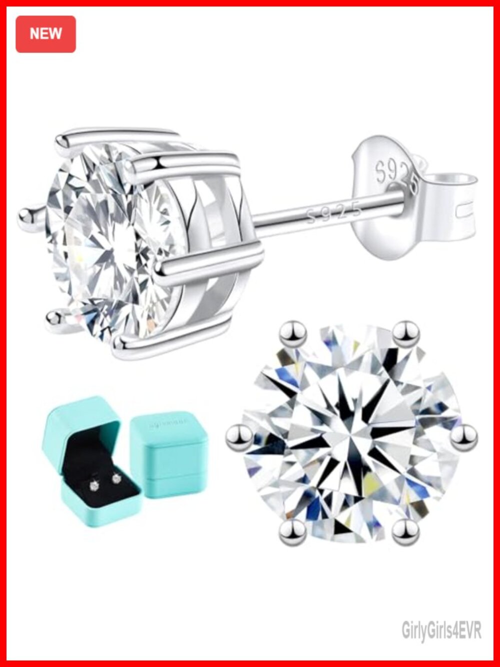 Moissanite Lab Created Diamond Stud Earrings 925 Sterling Silver 14K White Gold